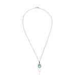 Platinum Diamond + Aquamarine Pendant Necklace // 16" // Pre-Owned