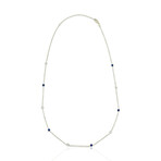 14K Yellow Gold Diamond + Sapphire Station Necklace // 18" // Pre-Owned