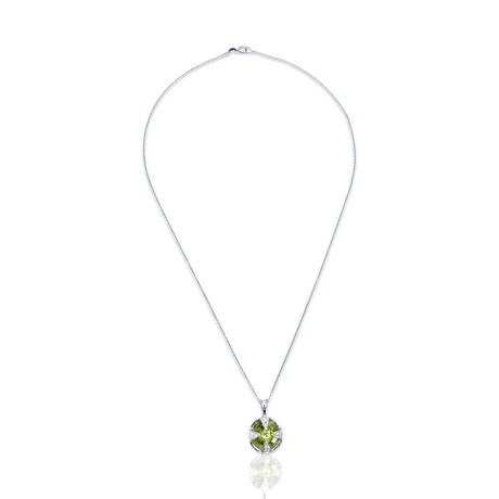 14K White Gold Diamond+ Peridot Necklace // 16" // Pre-Owned