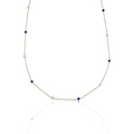 14K Yellow Gold Diamond + Sapphire Station Necklace // 18" // Pre-Owned