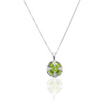 14K White Gold Diamond+ Peridot Necklace // 16" // Pre-Owned