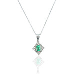 Platinum Diamond + Emerald Necklace // 16" // Pre-Owned