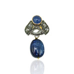 Vintage 18K Yellow Gold + 18k White Gold Diamond + Sapphire Earrings // Pre-Owned