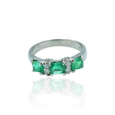 Platinum Diamond + Emerald Ring // Ring Size: 6.25 // Pre-Owned