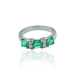 Platinum Diamond + Emerald Ring // Ring Size: 6.25 // Pre-Owned