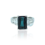 Platinum Diamond + Green Tourmaline Ring // Ring Size: 6.25 // Pre-Owned