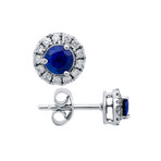 18K White Gold Diamond + Sapphire Stud Earrings // Pre-Owned