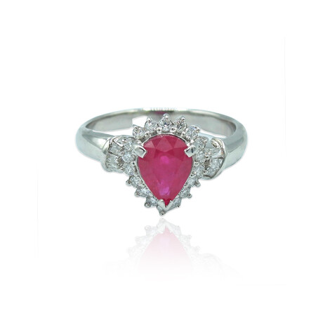 Platinum Diamond + Ruby Ring // Ring Size: 7 // Pre-Owned