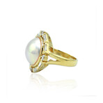 18K Yellow Gold Diamond + Pearl Ring // Ring Size: 5.75 // Pre-Owned