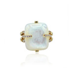 18K Yellow Gold Diamond + Pearl Ring // Ring Size: 6.5 // Pre-Owned