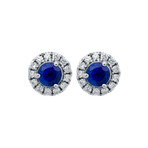 18K White Gold Diamond + Sapphire Stud Earrings // Pre-Owned