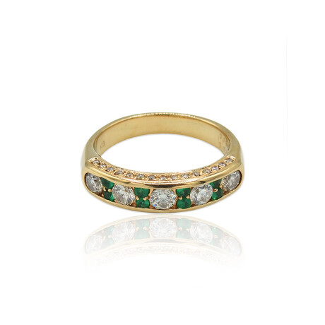 18K Rose Gold Diamond + Emerald Ring // Ring Size: 7.5 // Pre-Owned