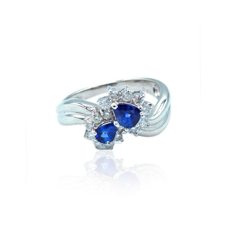 Platinum Diamond + Sapphire Ring // Ring Size: 6.5 // Pre-Owned