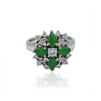 Platinum Diamond + Jade Ring // Ring Size: 6.25 // Pre-Owned