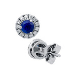 18K White Gold Diamond + Sapphire Stud Earrings // Pre-Owned