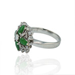 Platinum Diamond + Jade Ring // Ring Size: 6.25 // Pre-Owned