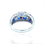 18K White Gold Diamond + Oval Sapphire Ring // Ring Size: 7.5 // Pre-Owned