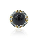 14K Yellow Gold Diamond + Onyx Ring // Ring Size: 6.25 // Pre-Owned