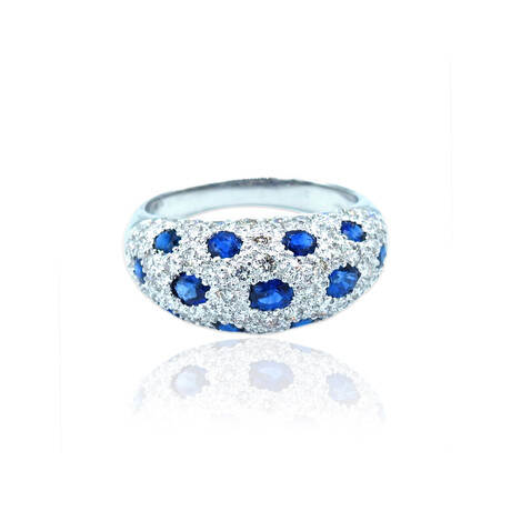 18K White Gold Diamond + Oval Sapphire Ring // Ring Size: 7.5 // Pre-Owned