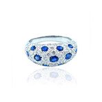 18K White Gold Diamond + Oval Sapphire Ring // Ring Size: 7.5 // Pre-Owned