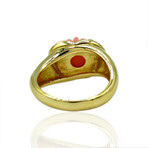 18K Yellow Gold Diamond + Coral Ring // Ring Size: 6.25 // Pre-Owned