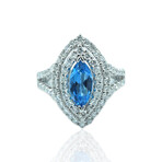 18K White Gold Diamond + Topaz Ring // Ring Size: 6.25 // Pre-Owned