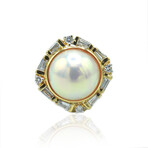 18K Yellow Gold Diamond + Pearl Ring // Ring Size: 5.75 // Pre-Owned