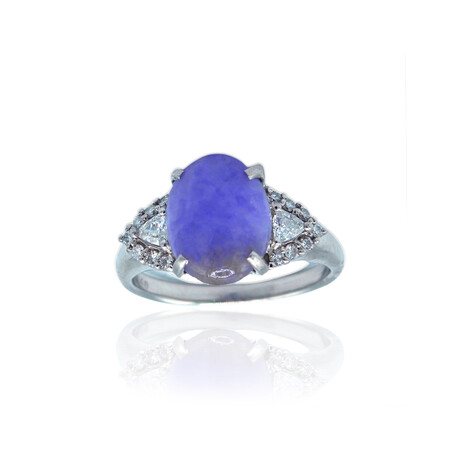 Platinum Diamond + Lavender Jade Ring // Ring Size: 9 // Pre-Owned