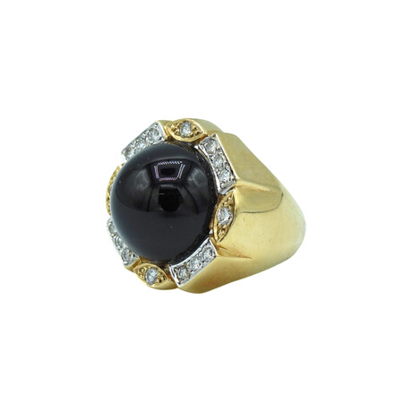 14K Yellow Gold Diamond + Onyx Ring // Ring Size: 6.25 // Pre-Owned
