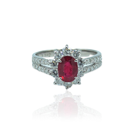 Platinum Diamond + Ruby Ring // Ring Size: 6.5 // Pre-Owned