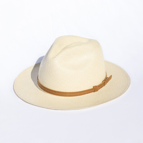 Classic Straw Hat // Natural + Leather Headband (S)