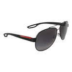 Men's PS55QS-1AB5W162 Linea Rossa Polarized Sunglasses // Black + Gray