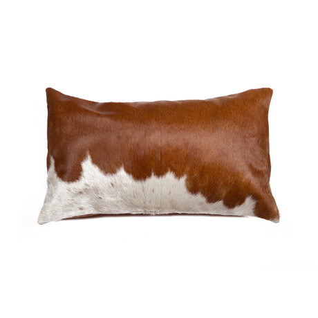 Torino Kobe Cowhide Pillow // 12" X 20" (Brown + White)