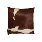 Torino Kobe Cowhide Pillow // 18" X 18" (Brown + White)