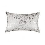 Torino Scotland Cowhide Pillow // 12" X 20" (Silver + Gray)