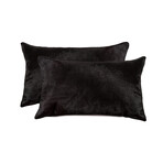 2-Pack Torino Cowhide Pillow // 12" X 20" (Black)
