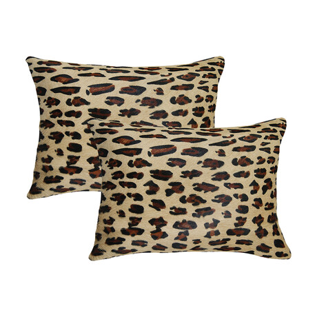 2-Pack Torino Togo Cowhide Pillow // 12" X 20" (Leopard)