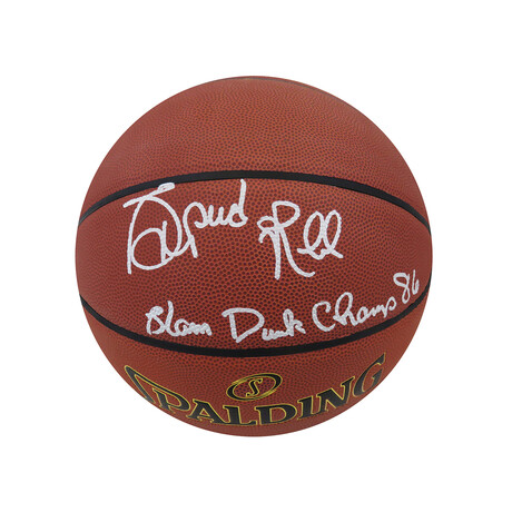 Spud Webb // Signed Spalding Ultimate NBA Basketball // "Slam Dunk Champ '86" Inscription