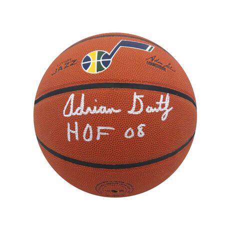 Adrian Dantley // Signed Wilson Utah Jazz Logo NBA Basketball // "HOF'08" Inscription