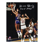 Dave Bing // Signed Detroit Pistons Lay-Up vs Kareem Abdul Jabbar Action 8x10 Photo // "HOF 1990" Inscription
