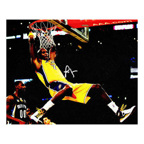 Lamar Odom // Signed Lakers Dunk Action 8x10 Photo