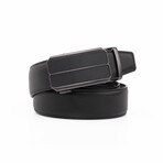 Men's Genuine Leather Ratchet Dress Belt with Automatic Buckle // Black