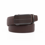 Men's Genuine Leather Ratchet Dress Belt with Automatic Buckle // Brown