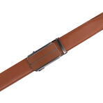 Men's Genuine Leather Ratchet Dress Belt with Automatic Buckle // Cognac