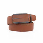 Men's Genuine Leather Ratchet Dress Belt with Automatic Buckle // Cognac