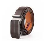 Men's Genuine Leather Ratchet Dress Belt with Automatic Buckle // Brown