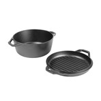 Lodge 6 QT Chef Style Double Dutch Oven + Lid/Grill Pan