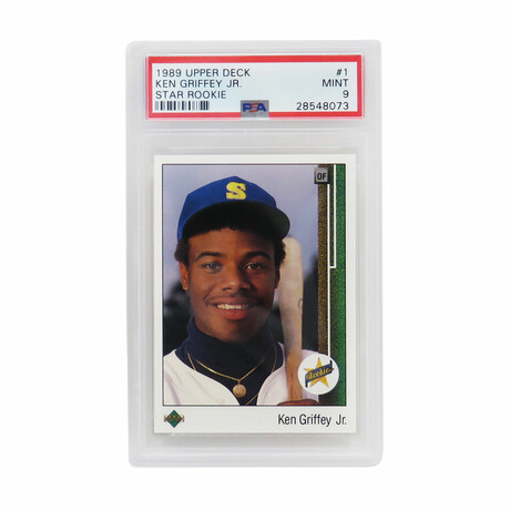 Ken Griffey Jr // Seattle Mariners // 1989 Upper Deck Baseball #1 RC Rookie Card // PSA 9 MINT (New Label)