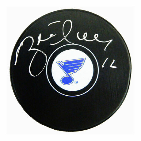 Brett Hull // St Louis Blues // Signed Logo Hockey Puck