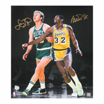 Larry Bird & Magic Johnson // Signed Celtics vs Lakers Spotlight 16x20 Photo